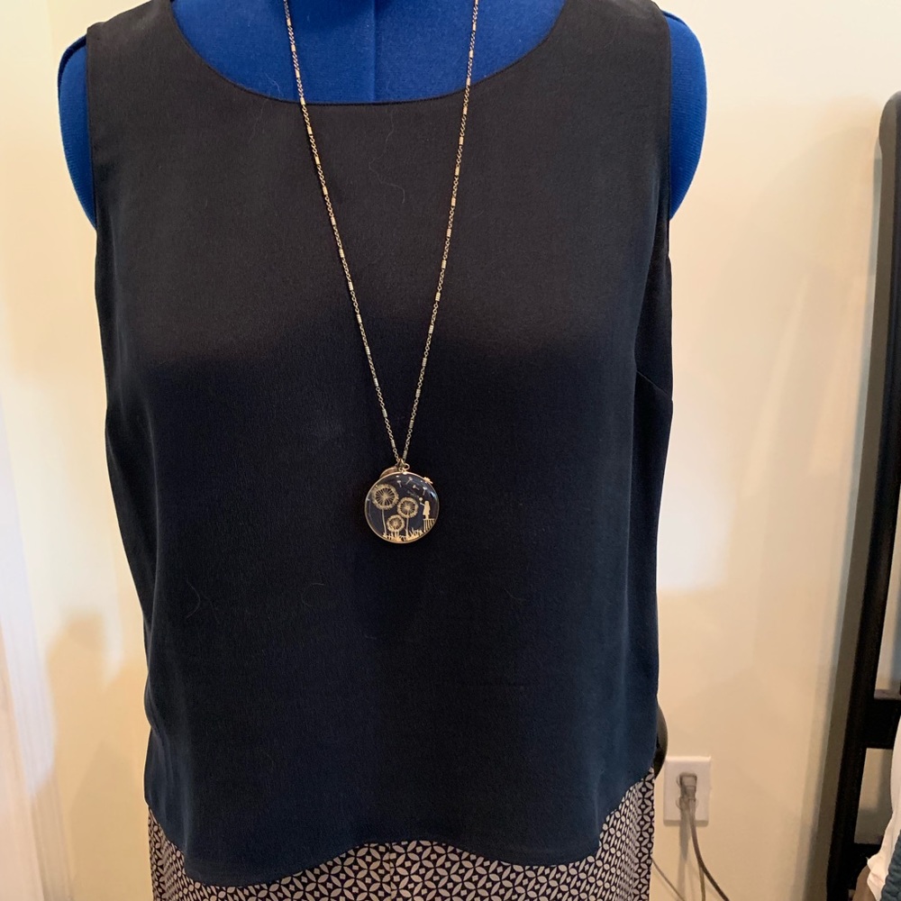 Caslon Black Silk Pull Over Layer Shell Top